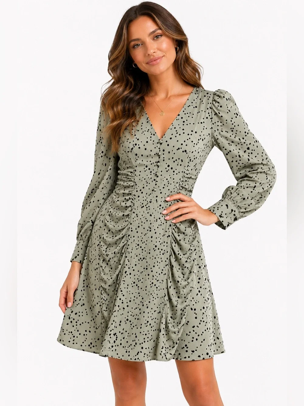 zara polka dot dress green Zara White Polka Dot Dress White Polka Dot Dress Zara Zara Green White Polkadot Dress, Fesyen